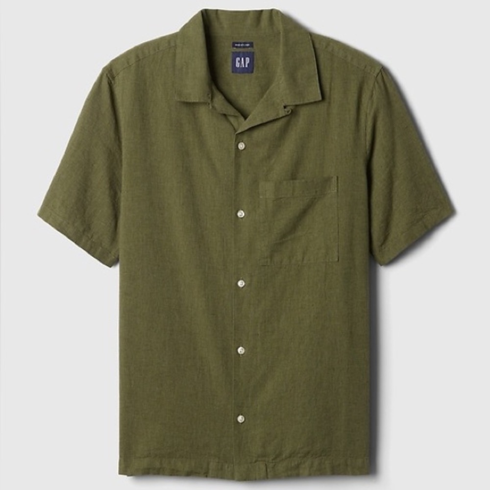 GAP Dark Green Linen - Cotton Shirt